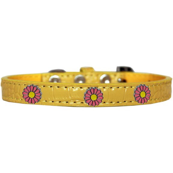 Dog, Puppy Pet Designer Croc Widget Collar, "Pink Daisies"