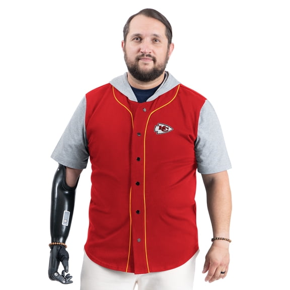 Men's G-III Sports by Carl Banks Red Kansas City Chiefs Adaptive Home Team Magnetic Button-Up Top