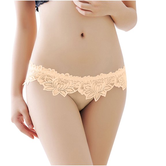 Sexy Lace Thong for Women Mid Waist Underwear Floral Thongs Panties