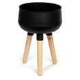 thumbnail image 3 of Truu Design Large Decorative Metal Planters with Wooden Leg, 3 of 7