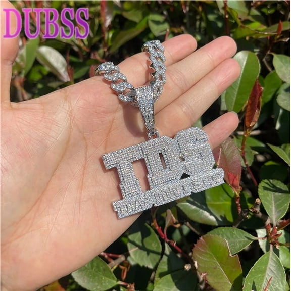 Dubss Iced Out Necklace Pendant for Women Trap Don't Stop Real Gold Plated Copper Bling Charm