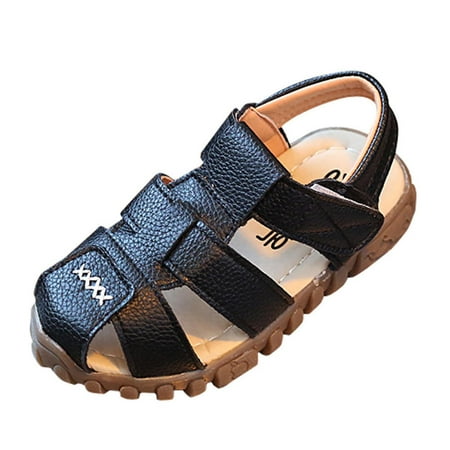 Kid s Boy s Girl s Soft Sole Close Toe Sport Beach Sandals Children Boys Sandals Summer Hollow Causal Soft Bottom Baby Flat Beach Shoes Black 7 M