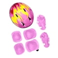 thumbnail image 2 of Kids KneeandElbow Pads, Knee Pads, Helmet, Safety, Outdoor Gear, Skate Pads, Knee PadsforSkating, Pink Flame Design, 7 Pc Kit, Youth Protective Guards, Skating Activities, 2 of 4