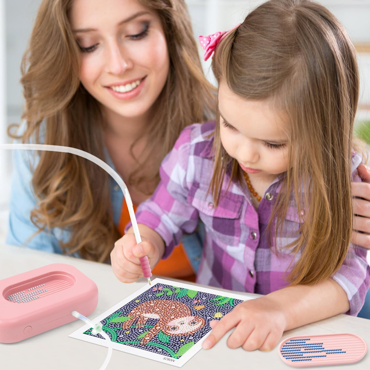 Adult Electric Diamond Pen Set, Vacuum-Style Art Painting Brush Set with Storage Tray