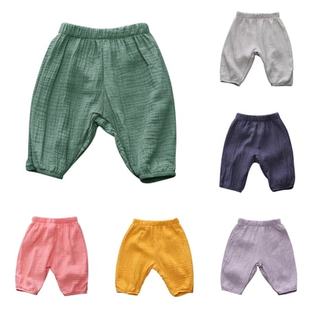 WDDDD Baby Cotton Linen Elastic Basic Harem Bloomers Joggers Army Green 12-18 Months