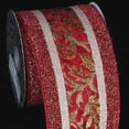 thumbnail image 2 of The Ribbon People Red and Gold Royal Ribbon Lame Back Wired Craft Ribbon 4" x 10 Yards, 2 of 2