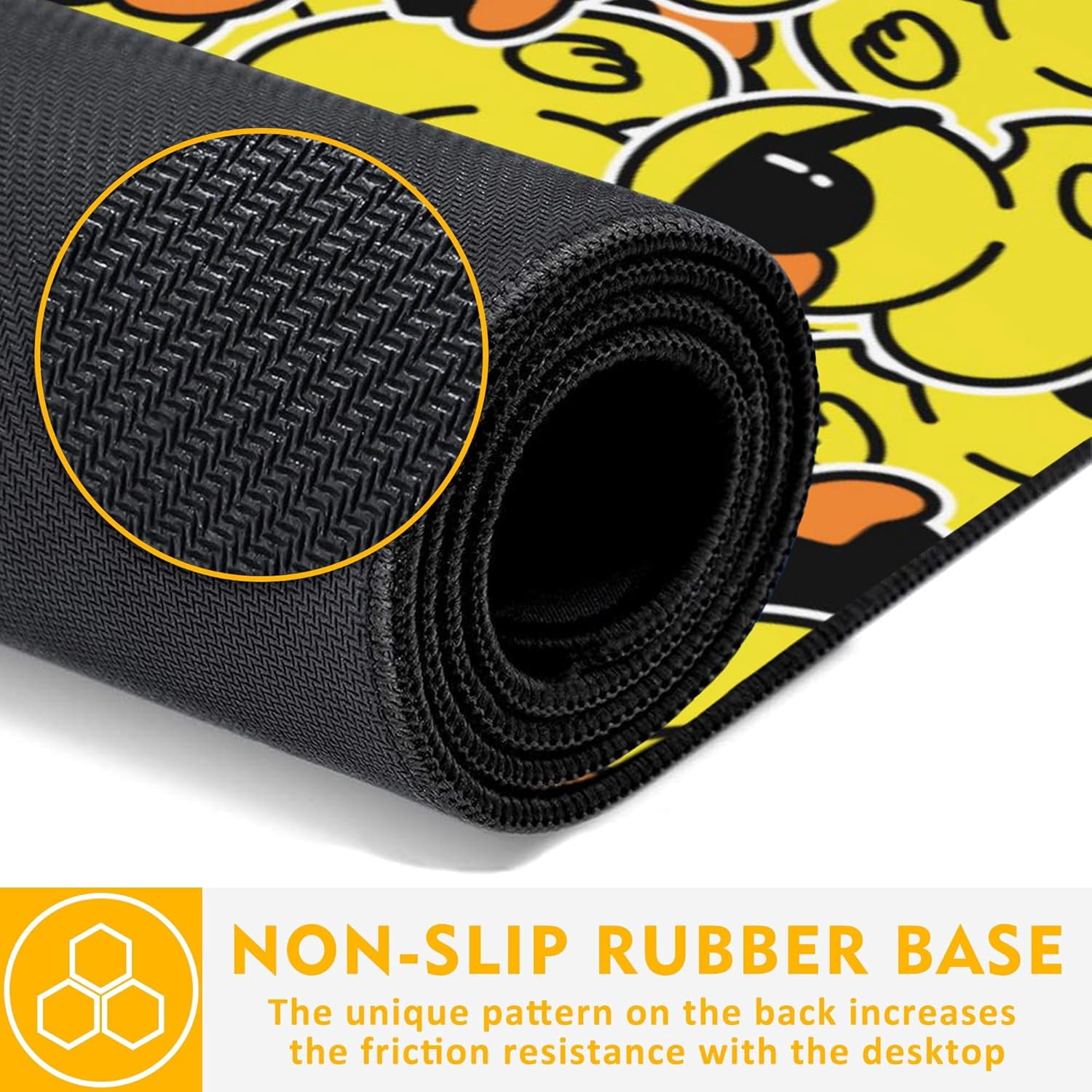 Gaming Mouse Pad,Kawaii Cute Yellow Duck Desk Pad,31.5""X15.7"" Extended Gaming Mouse Pad Mat with Stitched Edge Non-Slip Base Big Mouse Pad for Office Keyboard Laptop, Large, WDQ-D08
