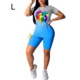 thumbnail image 1 of Conjunto de ropa deportiva para mujer Conjunto de pantalones cortos con top de yoga Camiseta deportiva de manga corta, Azul, L kenally AP002243-11, 1 of 7