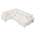 thumbnail image 5 of 112.2" Sectional Sofa Pull-out Sofa Bed Sleeper with a Storage Ottoman,Three Pillows and Charging Devices for Living Room (White), 5 of 12