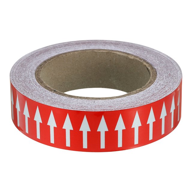 Unique Bargains Directional Flow Arrow Tape 1-3/16'x65', Adhesive Pipe Identification Marking Stickers, White on Red