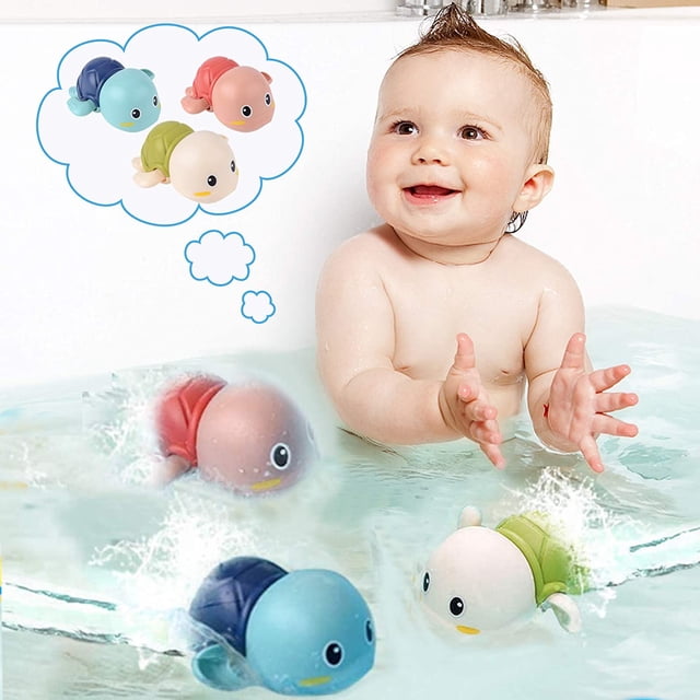 Juguetes de baño para bebés: juguetes para bañera con forma de tortuga, juguete para bebés de 6 a 12 meses, tortugas flotantes para nadar para niños y niñas, juguetes divertidos para la piscina para l