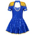 thumbnail image 2 of iiniim Girls Shiny Sequins Marching Band Uniform Leotard Dress for Party Performance A Royal Blue 6, 2 of 7