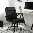 thumbnail image 2 of HYJY Office Desk Chair Executive Computer Ergonomic PU Leather Mid-Back Gaming Chair with Wheels Adjustable Flip-up Armrest Swivel for Home, Bedroom, Study (Jet Black), 2 of 12