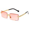thumbnail image 2 of Gafas de sol retro Yuyangstore rectangulares sin montura Rojo degradado, 2 of 8