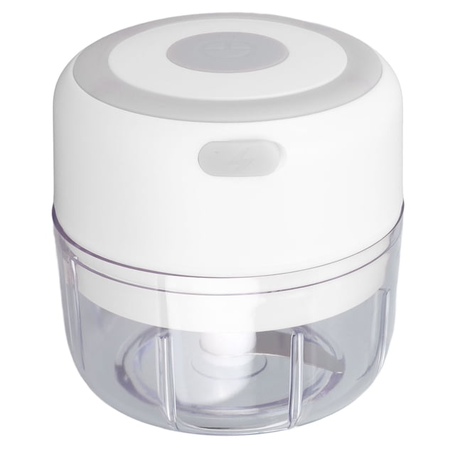 M Buder Mini Picador de Ajo Eléctrico Inalámbrico 100ml / 3.38 oz Blanco Procesador de Alimentos Portátil Recargable USB para Verduras Frutas Carne