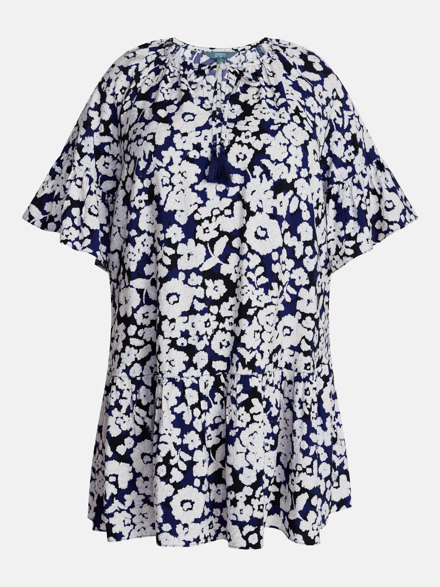 Terra and Sky Women's Split Neck Dress, Sizes 0X-5X