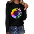 thumbnail image 2 of ICHUANYI Clearance Women's Printing Long Sleeve Casual Loose Black Blouse T-shirt Tops ICHUANYI "ICHUANYI", 2 of 5