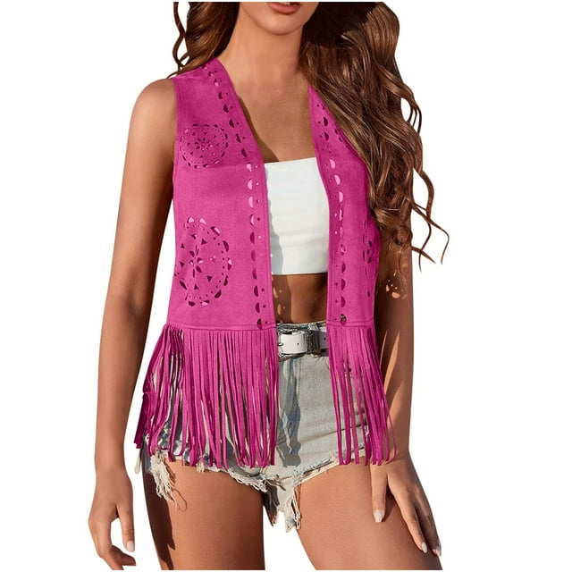 YABCSAZ Spring Fall Winter Coats for Women, Women Solid Western Tassels Tops 70s Hippie Faux Suede Fringe Jacket Cardigan Open Front Rodeo Jacket, Girls' Casual Outerwear|Jackets|Coats