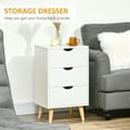 thumbnail image 4 of HOMCOM Nightstand, Bedside Table with 3 Drawers, Wood Legs, White, 4 of 10