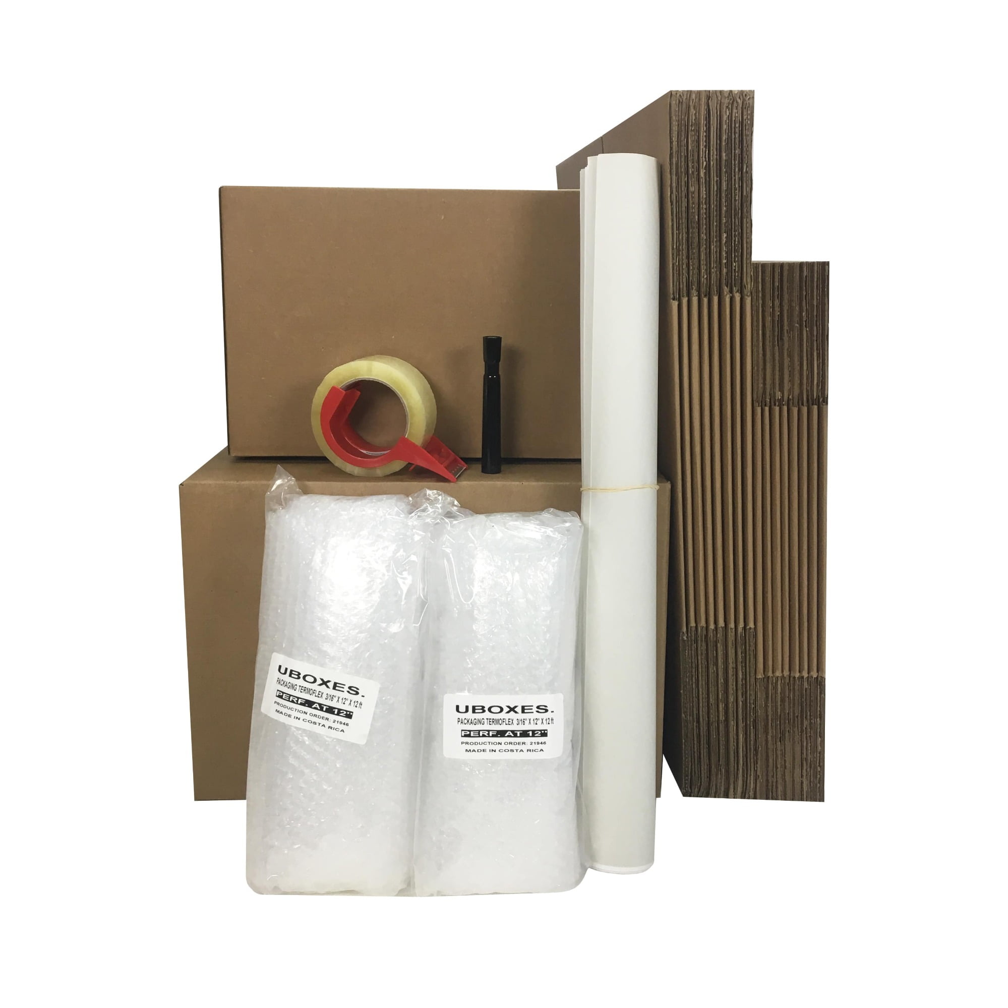 uBoxes Basic Moving Boxes Kit #1 + Supplies 18 Moving Boxes, Bubble, & Tape