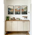 thumbnail image 2 of SHENIFY Large 24x36in3pcs Black Framed Watercolor Mountain Wall Art Nature Laker Landscape Painting Sun Rises Boho Farmhouse Rustic Room Decor, 2 of 8
