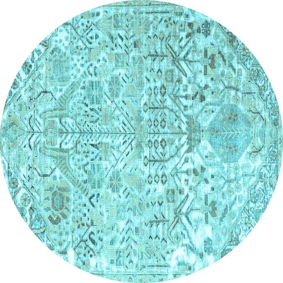 Ahgly Company Indoor Round Persian Light Blue Traditional Area Rugs, 7' Round