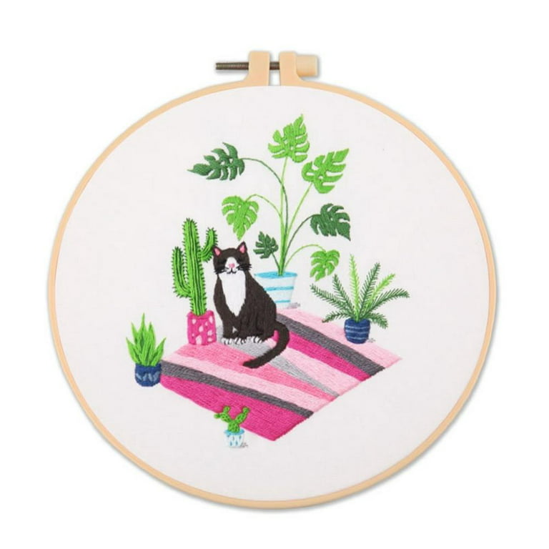 Brand Clearance! Handmade Cat Embroidery Kit DIY Paintings Hanging