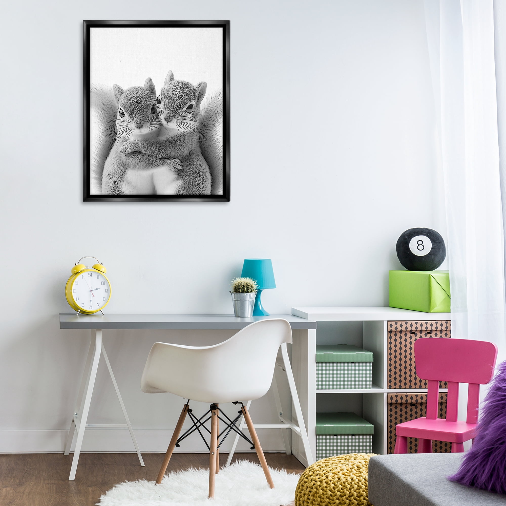 Stupell Industries Hugging Squirrel Pair Animals & Insects Painting Black Floater Framed Art Print Wall Art, 25 x 31