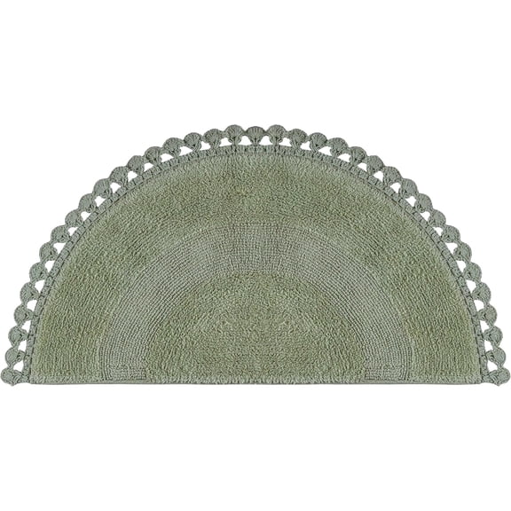 Savi Home Half Circle Green Cotton Bath Rugs, 22"X42", Reversible, Anti-Skid