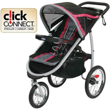 Graco FastAction Fold Jogger Click Connect Jogging Stroller, Azalea