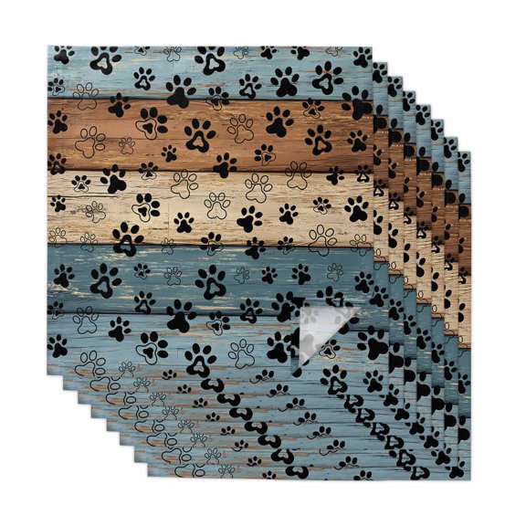 Cloth Napkins Set of 8 - 20x20 Inches, Blue Brown Washable Reusable Table Napkins, Rustic Farmhouse Dog Paw Vintage Soft & Absortbent Dining Napkin for Party Wedding Hotel Restaurant