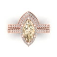 thumbnail image 2 of Clara Pucci 14K Rose Gold Marquise Cut 2Ct Natural Morganite Engagement Ring + Matching Band - Luxury Box Included, 2 of 7