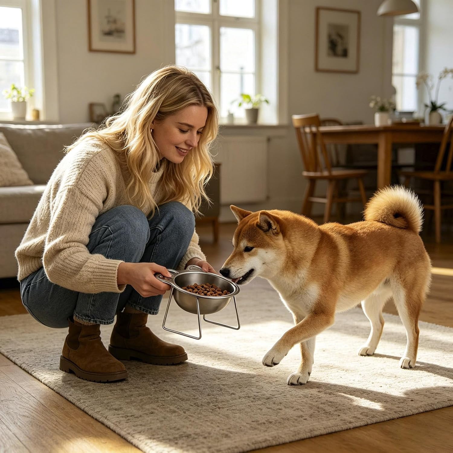 Elevated Dog Bowl with Stand， for Medium and Large Breeds
