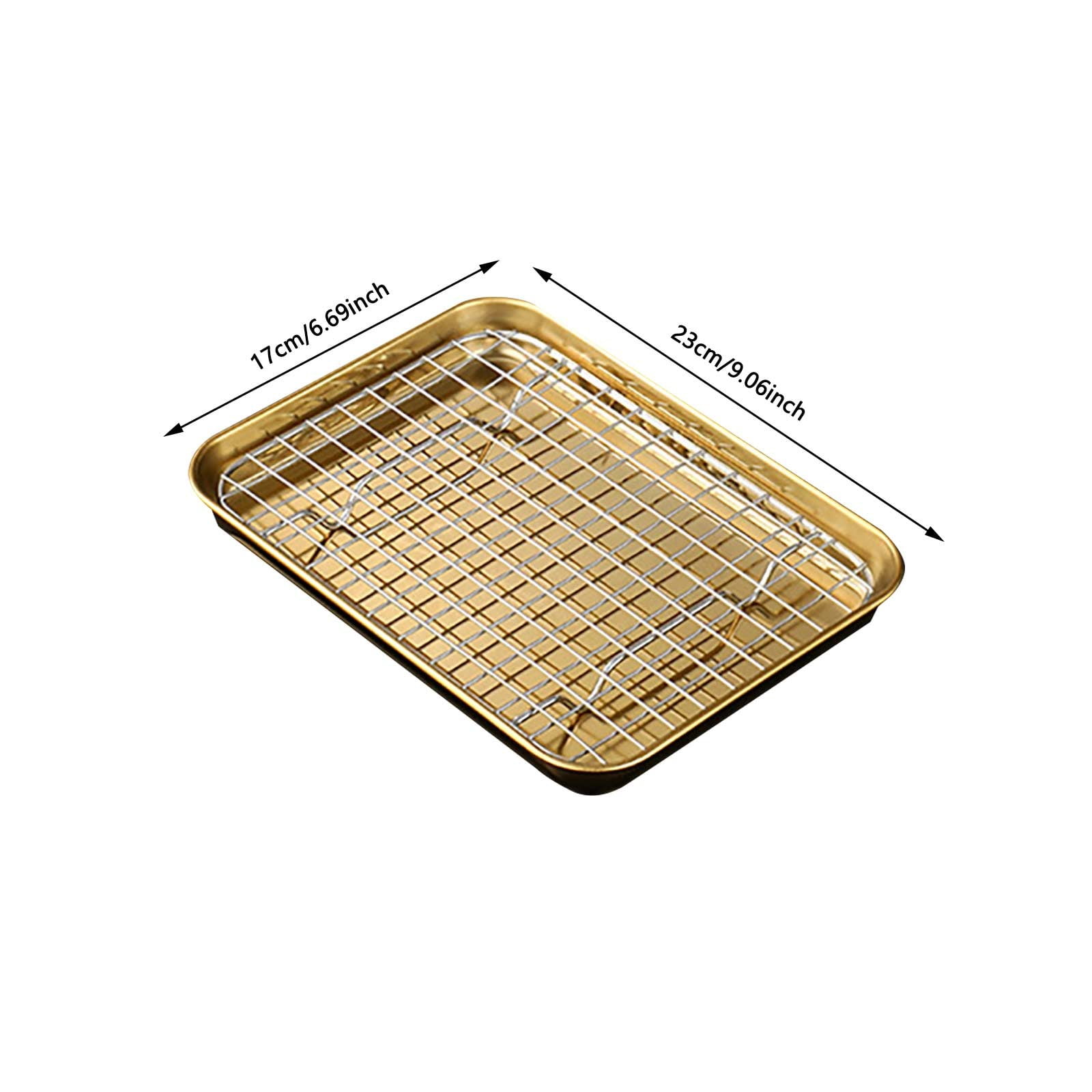 Oven Trays, Easeky 1 Set Stainless Stel Bakeware Rectangular Tray Food Storage Tray App Etizer Plates Flat Small Baking Sheets for Oven Oster Toaster Oven Replacement Trays Baking Trays for Oven Sl2