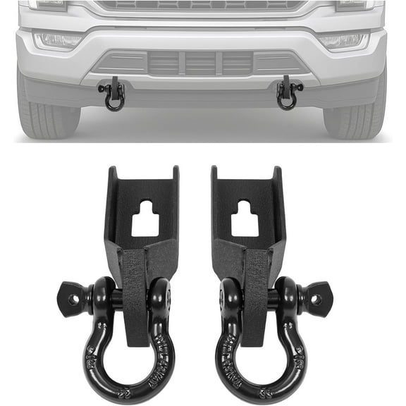 Kojem Front Tow Hook Mount Kit for Ford F150 F-150 2009-2023 W/ 3/4" D-Ring Shackles Steel