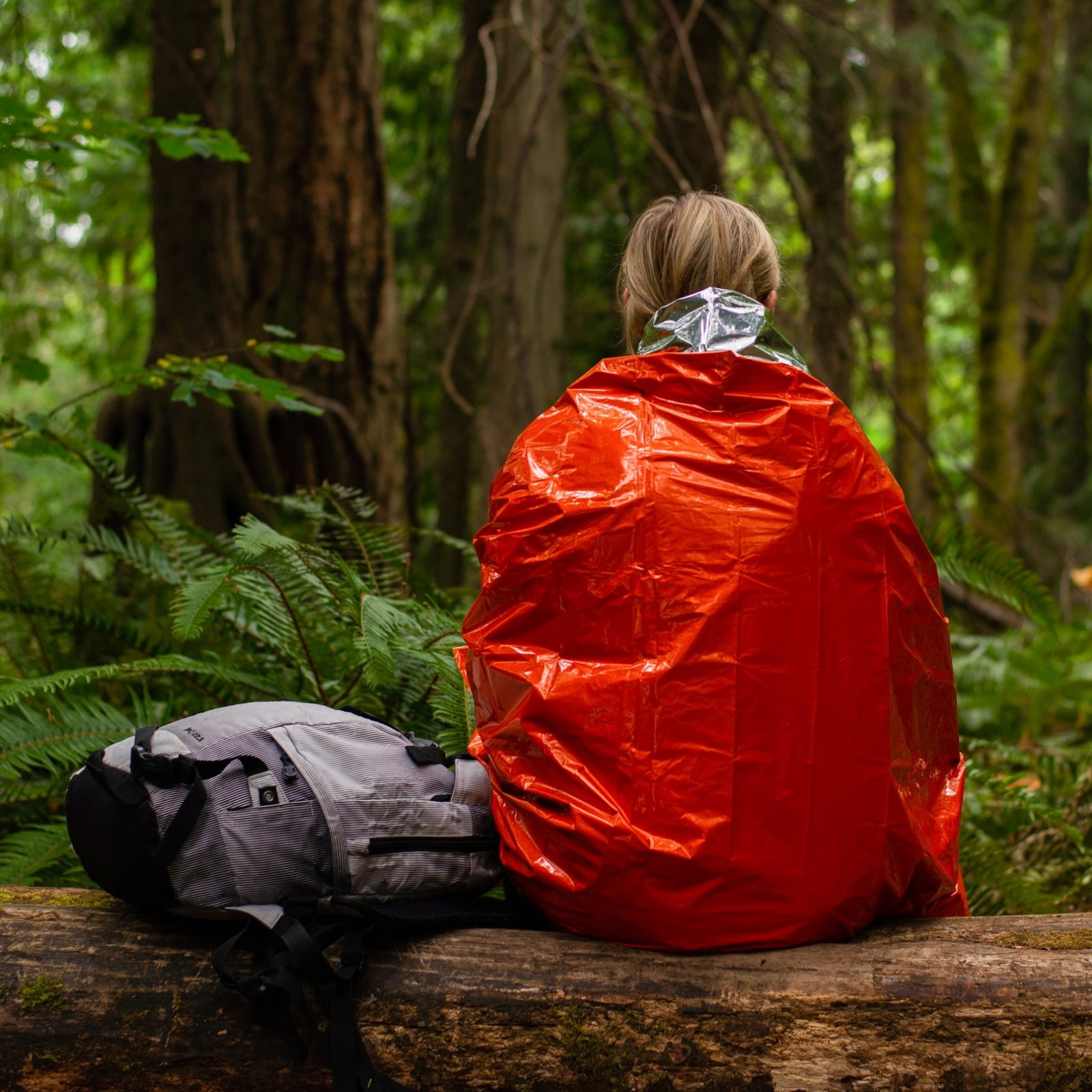 (2 Pack) Emergency Sleeping Bag w/ Drawstring Carrying Bag, Orange Blanket Kit