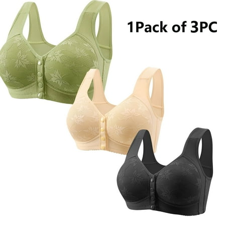 3PCS Divhosrg Front Closure Bras for Senior  Daisy Bras for Older Women  Front Clasp Bras for Women 34b  2025 Bras for Women No Underwire Full Support Multicolor 50