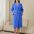 thumbnail image 6 of FchengtaiS Women Fleece Robe Short Cozy Plush Robes for Womens Soft Shawl Collar Warm Spa Bathrobe Loungewear with Pockets, 6 of 7