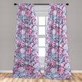 thumbnail image 4 of Ambesonne Tropical Curtains, Exotic Colorful Botanical, Pair of 28"x95", Dark Turquoise Pale Pink, 4 of 5