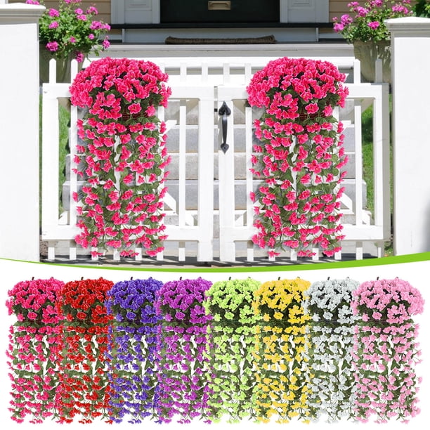 Ramo de Plantas Araña Artificiales - 220 Flores de Seda con 18 Ramas, Enredaderas Colgantes de 80 Cm - Rojo/Verde/Azul/Morado/Blanco/Rosa/Amarillo - Decoración de Pared para Interior/Exterior, Hogar,