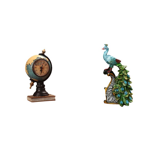 Figura de escritorio,Reloj de mesa con figura de globo terráqueo,decoración para oficina y hogar,Reloj de escritorio,figura decorativa,decoración para el hogar,Figura de escritorio,Estatua