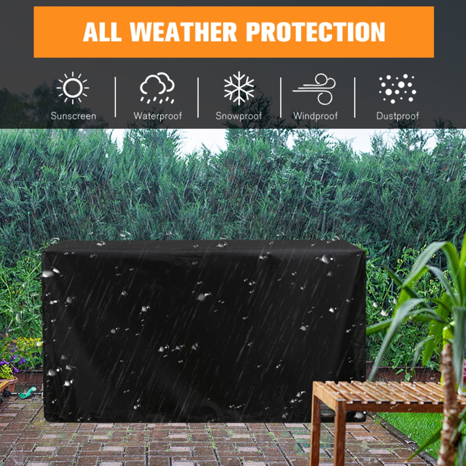 OPTUTUS Heavy Duty Deck Box Cover, Waterproof and UV Resistant Outdoor Storage Cover, Fits 62"x30"x28"