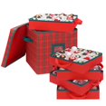 thumbnail image 3 of Edergoo Christmas Ornament Storage, 4 Tier Ornament Storage Box Holds Up to 64 Holiday Ornaments Decoration Balls, Storage Container with Dividers Made of 600D Oxford Polyester Material, 3 of 6