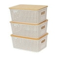 thumbnail image 1 of MOQIN 3 Packs Storage Bins with Lids, Plastic Storage Containers with Lids Stackable Storage Box, Storage Baskets for Organizing Desktop Closet Playroom Classroom Office, 1 of 8