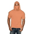 thumbnail image 2 of Womens Summer Tops Ndbuld UNISEX Summer Casual Solid Color Short Sleeve Hooded Ice Silk Sunscreen Cool Sun Protection Lightweight Tops With Face Mask Clearance Under 10,Orange,XXL, 2 of 8