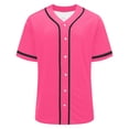 thumbnail image 2 of hlysgo Baseball Jersey for Women Full Button Mesh Embroidered Loose Fit Shirt Summer Comfy Casual Tops Pink,2xL, 2 of 6
