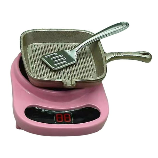 Casa de muñecas de aleación en miniatura, horno eléctrico, decoración para la cocina. Rosa