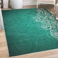 thumbnail image 1 of Ornamental Decorative Rug, Floral Swirls Ivy Image Ombre Details Grunge Backdrop Flower Illustration, Quality Carpet for Bedroom Dorm and Living Room, 6 Sizes, Dark Seafoam, by Ambesonne, 1 of 4