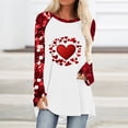 thumbnail image 2 of Penkiiy Ladies Long Sleeve Loose Tshirt Comfy Round Neck Slim Tops Valentine's Day Daily Plus Size Love Heart Printed Blouse M Red, 2 of 5