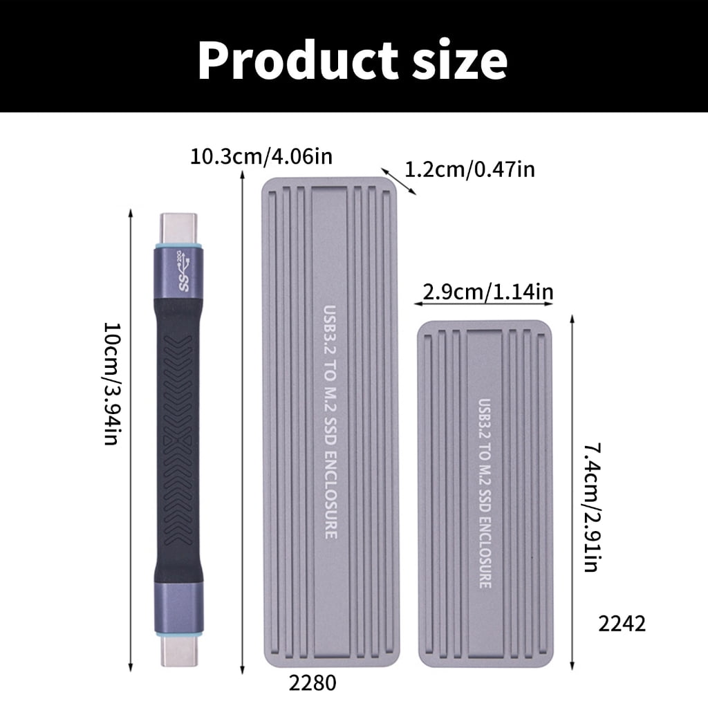 Zeiwohndc USB C M.2 SSD Enclosure For NVME And NGFF 2242 2280 SSDs, Aluminum Toolless